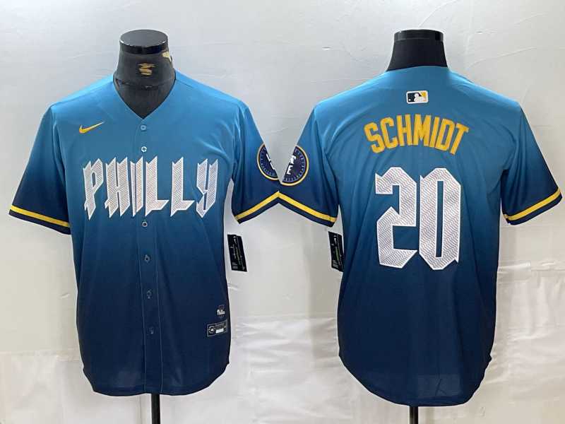 Mens Philadelphia Phillies #20 Mike Schmidt Blue 2024 City Cool Base Jersey->philadelphia phillies->MLB Jersey